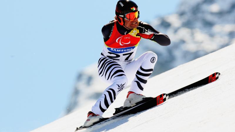 Gerd Schoenfelder of Germany competes in the Men's Super G Gerd Schoenfelder of Germany competes in the Men's Super G