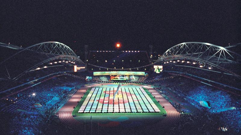 An overview of the Stadium during the Sydney 2000 Paralympic Games' Opening Ceremony A picture of an overview of a stadium