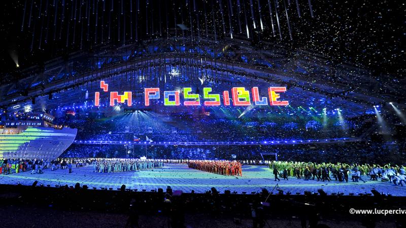Closing Ceremony - Sochi 2014 Paralympic Winter Games Panorama shot of the stadium during the Sochi Closing Ceremony